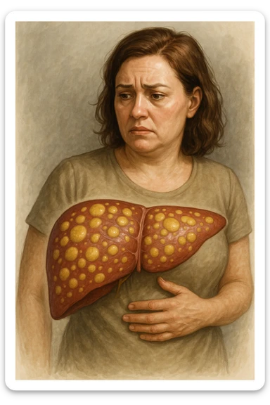 donna con fegato grasso sticker