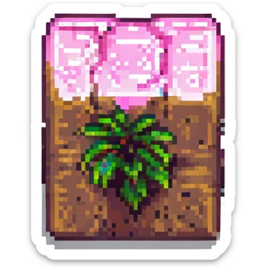 pink Minecraft dirt block pixel art sticker