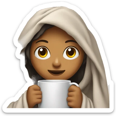 girl holding mug while wrapped in blanket sticker