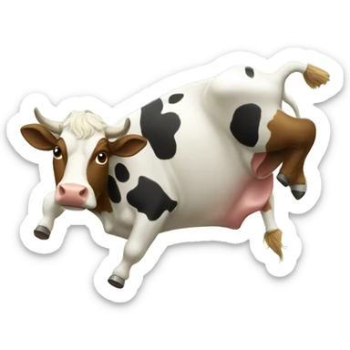 Cow doing back flip sticker