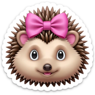 hedgehog with a pink bow sticker