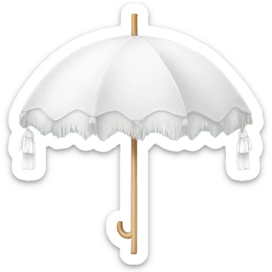 White beach umbrella with white tassels  sticker