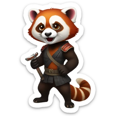 Red panda holding a katana sticker