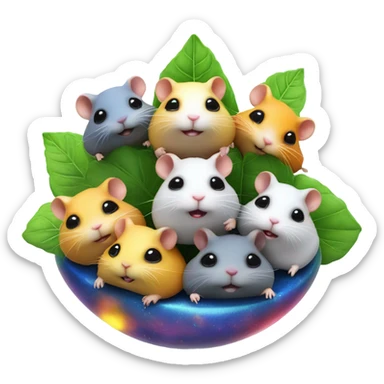 alien hamster cult with cheese and weed on ufo sticker