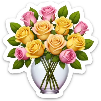 a beautiful pink and yellow rose bouquet sticker