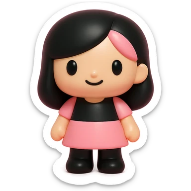 BLACKPINK-inspired object, black and pink colors, collectible playful vinyl toy appearance, vinyl figure style sticker