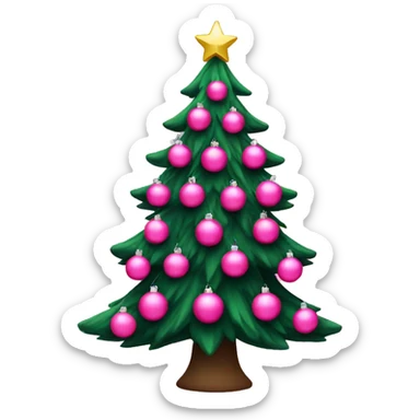 Christmas tree with pink ornaments sticker