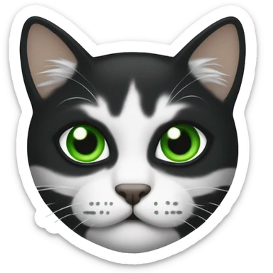 Gatito negro y blanco con ojos verdes sticker