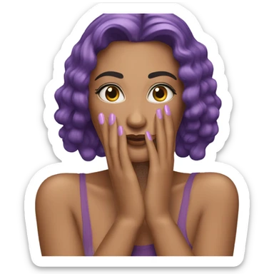 Mano con uñas de color lila sticker