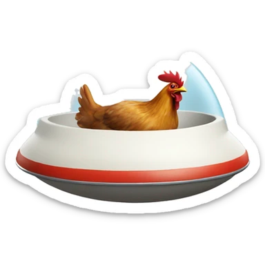 chicken driving in flying saucer sticker