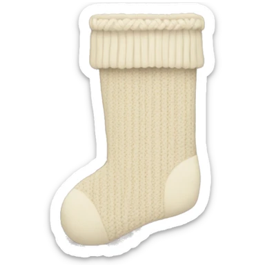 A cream colored knitted Christmas stocking sticker