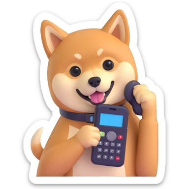shiba inu calling on old phone sticker