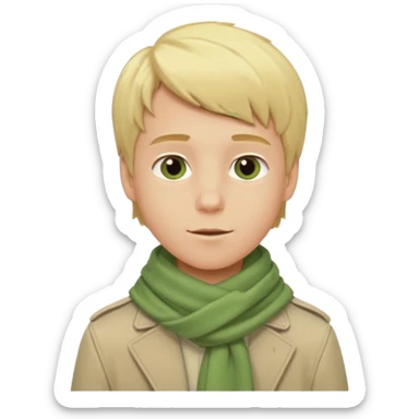 Blonde boy with light green scarf and biege jacket sticker