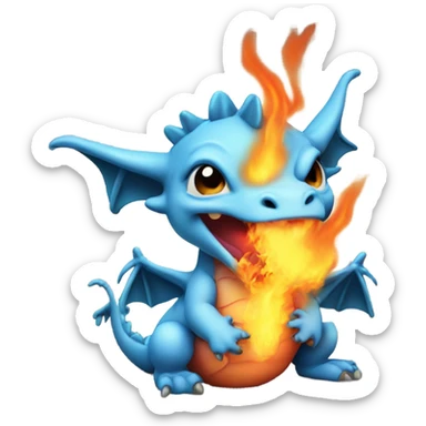 Baby dragon snorting fire sticker