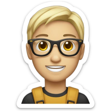 joven piel blanca con gafas con gato sticker