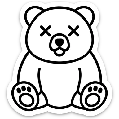 Make the bear look dead by adding cartoon X's for eyes, keep the exact same style, pose, and background. sticker