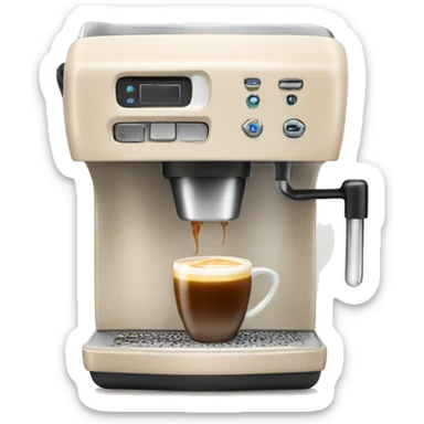 Light beige coffee machine with cup of coffee sticker
