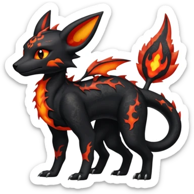 Edgy gothic dark volcanic magma-Salandit-Umbreon-Litten-hybrid-fusion (full body) sticker