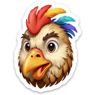 A retarded looking chicken head sticker