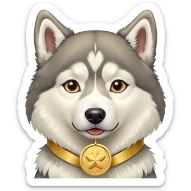 Husky dog with a gold medal sticker