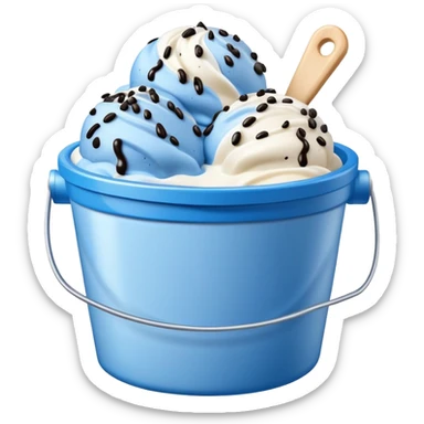 Blue cookies and cream ice cream in a bucket sticker