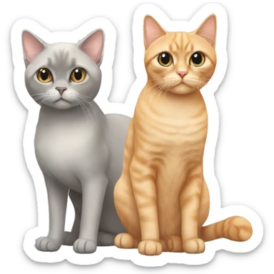 three cats: an orange shorthair, a grey persian cat and a siamese  sticker