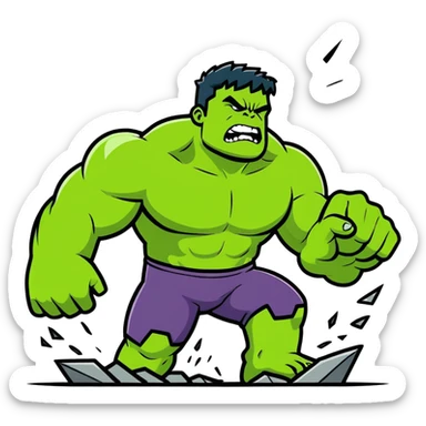 angry Hulk smashing ground sticker
