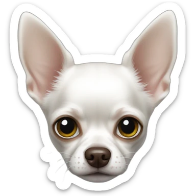 chihuahua longcoat white with dead eyes sticker