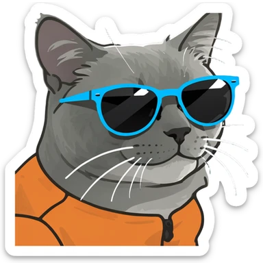 Cat with sunglasses sticker
