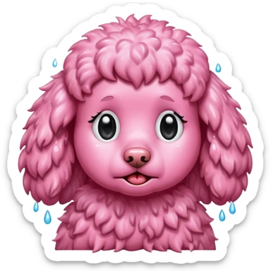 Pink poodle crying sad sticker