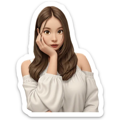girl with brown hair indoors sticker