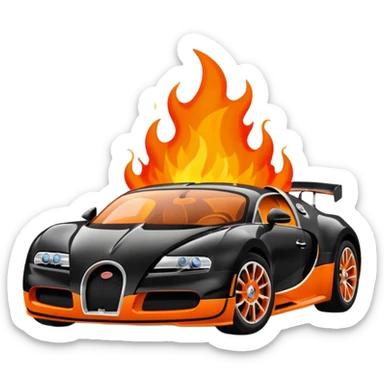 Bugatti ￼ on fire ￼￼ sticker