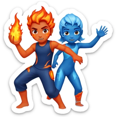 Freeze tag with a lava boy and water girl sticker