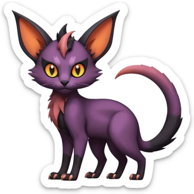 Black edgy Noivern-Noibat-Purloin-Torracat-Lykoi-Caracal-cat-Fakemon-fusion-hybrid-creature with scale markings sticker