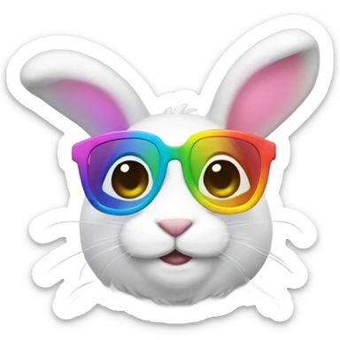 Gay man wearing bunny ears and rainbow glasses sticker