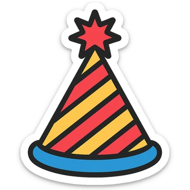 colored party hat icon sticker