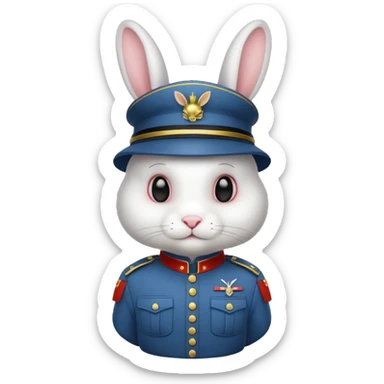 white rabbit with soldier costume sticker