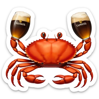 A crab holding a guiness sticker