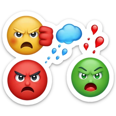 A mad emoji mixed with a sad smoking mixed with a throwing up emoji sticker