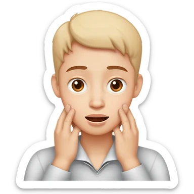 Hands on your own neck, funny face  sticker