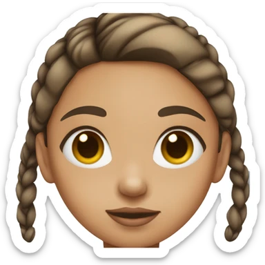 A girl with a high brown ponytail with make up sticker