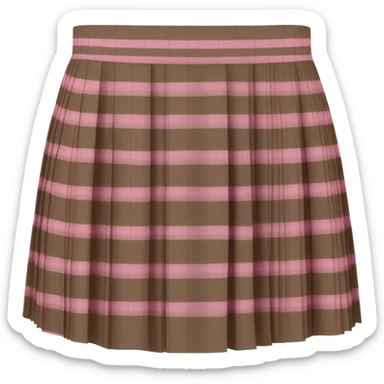 Brown and pink tartan pleated mini skirt, isolated sticker