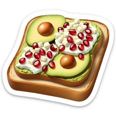 Avocado toast with pomegranate seeds and feta cheese sticker