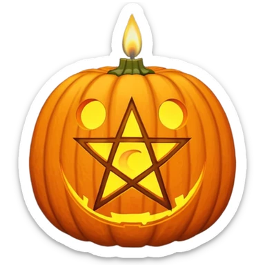 Pentacle pumpkin with candle on top sticker