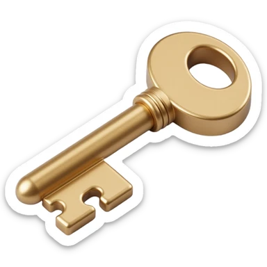 realistic metallic key icon, shiny and detailed, skeuomorphism style sticker