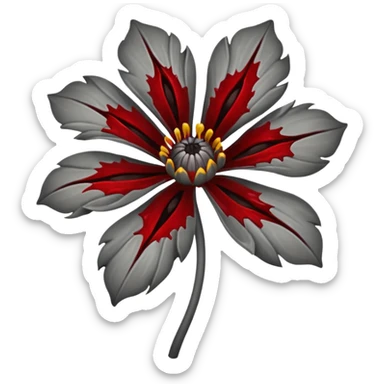 Grey creepy flower with red and blood on inside sticker