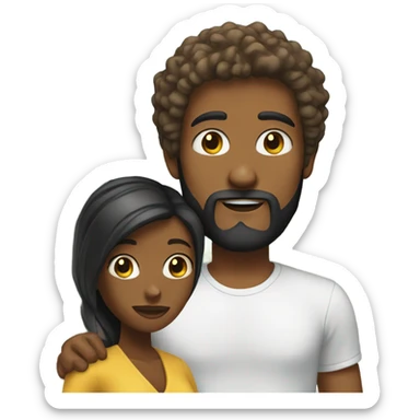 white man with brown beard and a black woman with blonde hair sticker