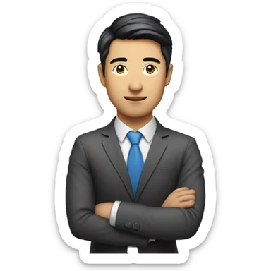 an asian young professional man looking like a sale person sticker