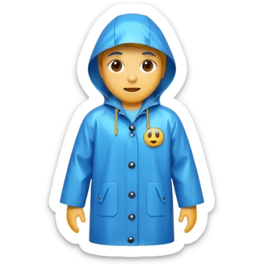 blue raincoat, just rain coat, negative: character. sticker