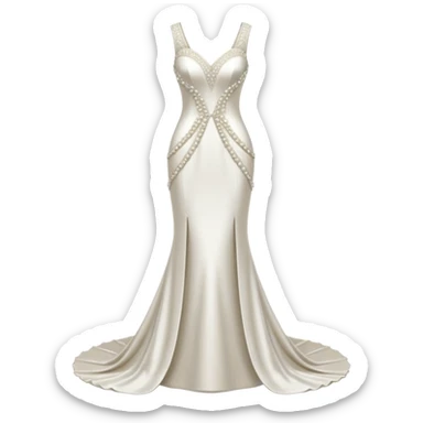 Hyper Realistic ornate 
Minimalistic diamonds and peals sheath Wedding dress displays sticker